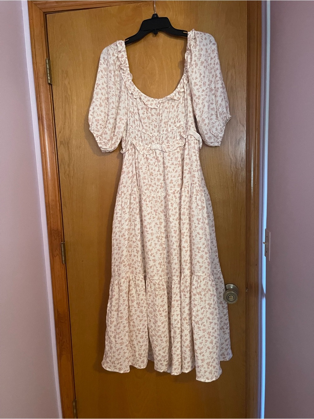 Worth Collective Landon Pink Floral Puff Sleeve Maxi Dress- size M- NWOT - Picture 5 of 9